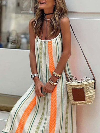 Mila-Bohemian Printed Sling Loose Dress