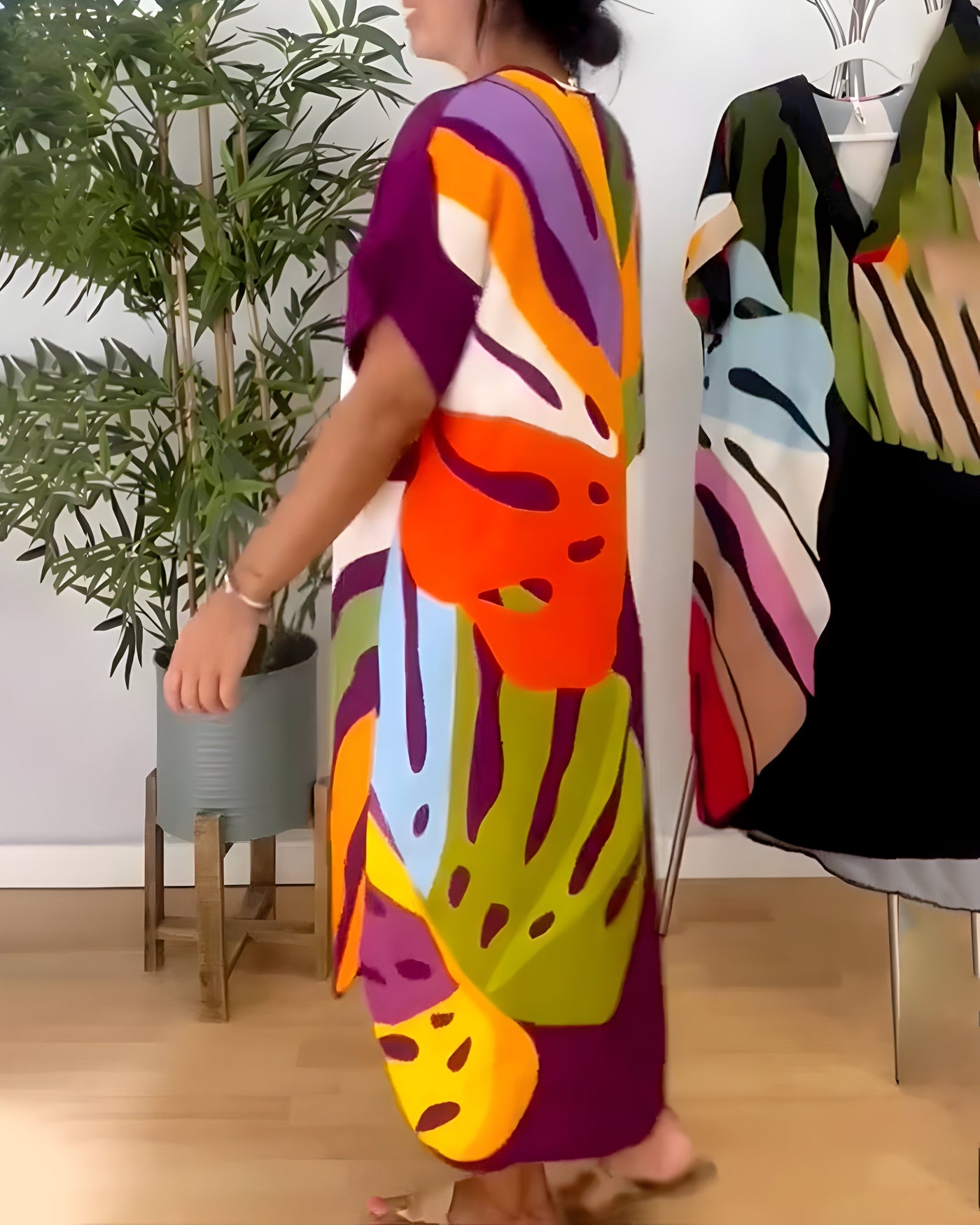 Janice | Casual Colorful Leaf Print Dress
