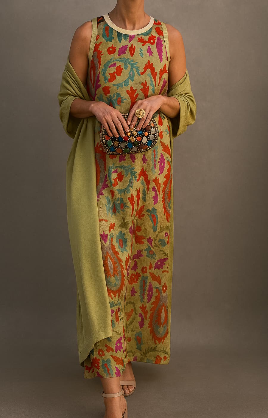 Elegant Evening Dress with Stole
