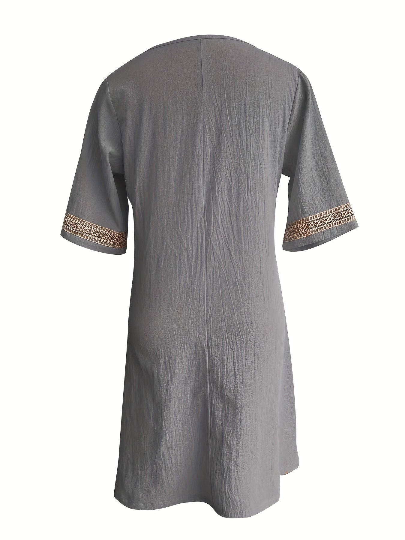 Wendy-V-Neck Lace Half-Sleeve Dress