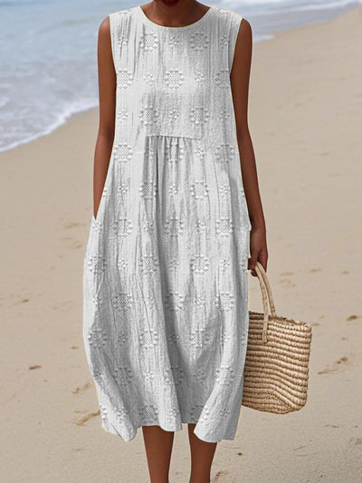 Pia™- Elegant Sleeveless Cotton Dress with Pockets