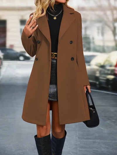 Winslet-Double-Breasted Trench Coat with Revers Collar