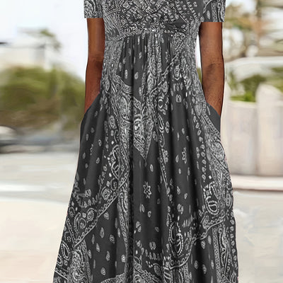 Yuki™-Casual Paisley Print Dress