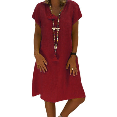 Deena – Relaxed Fit V-Neck Dress