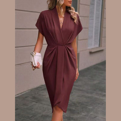 Kaye-Elegant Midi Wrap Dress  |