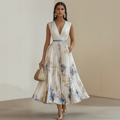 Milano-Elegant Pleated Maxi Dress
