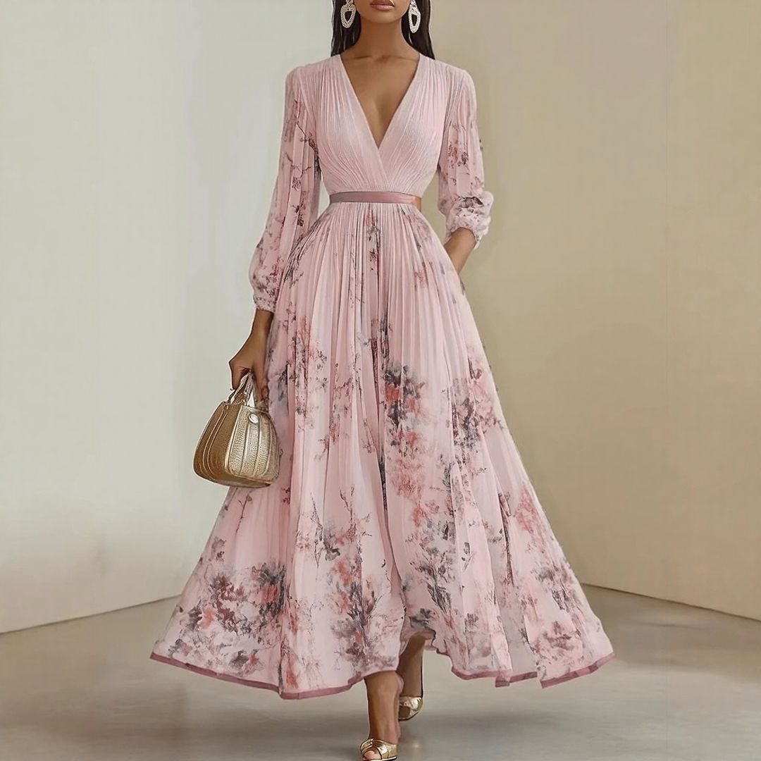 Roma-Elegant Pleated Maxi Dress