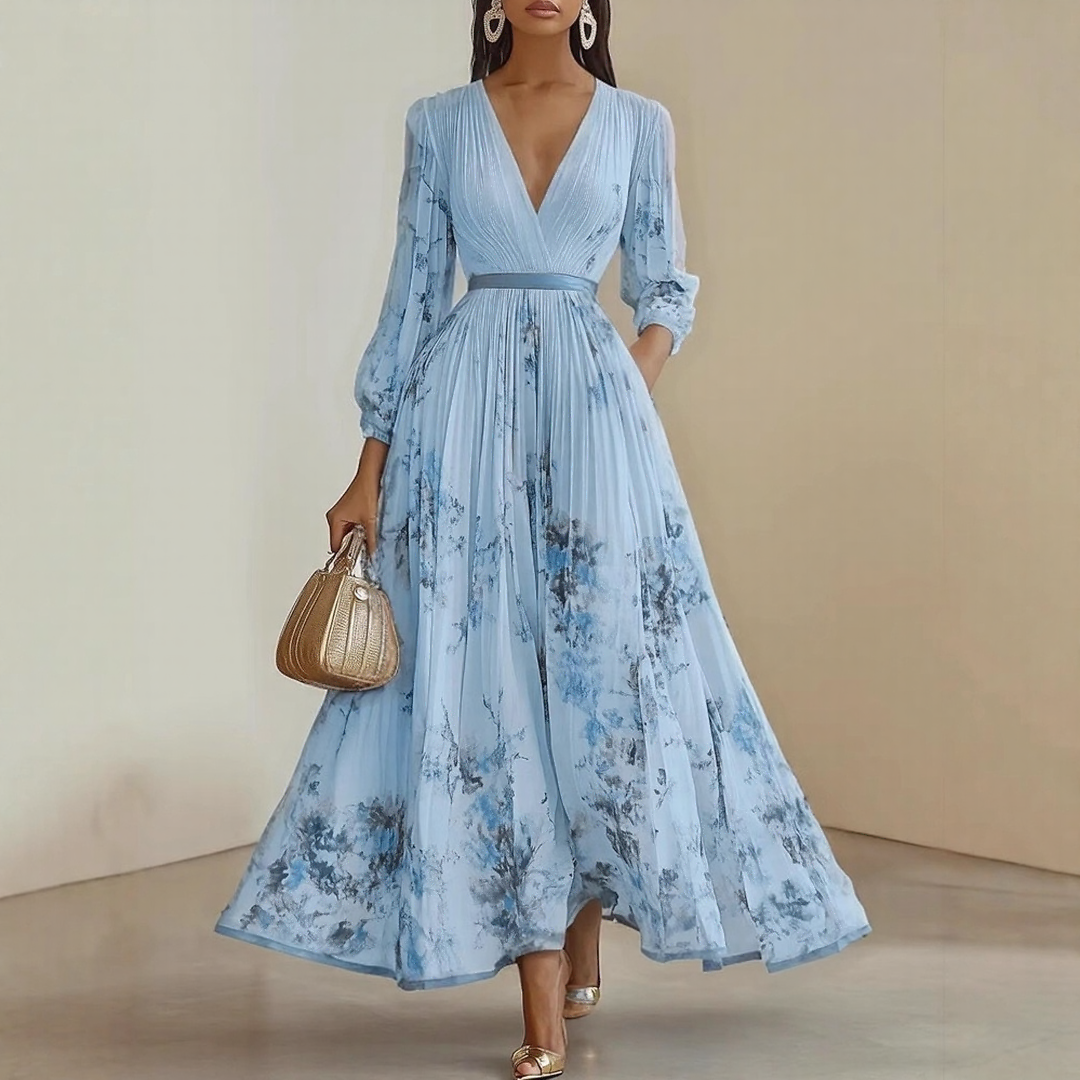 Roma-Elegant Pleated Maxi Dress