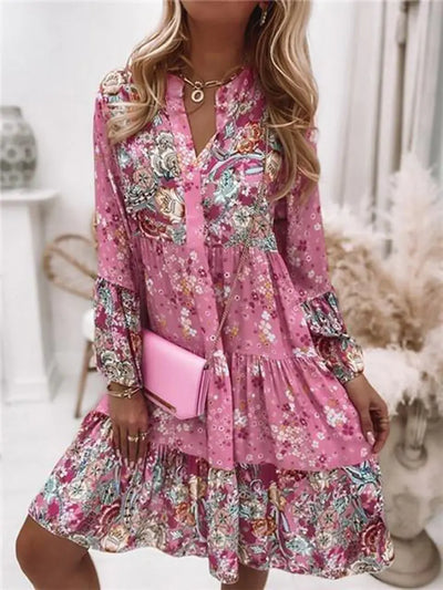 SKYLA | PLEATED LONG SLEEVE CASUAL DRESSES