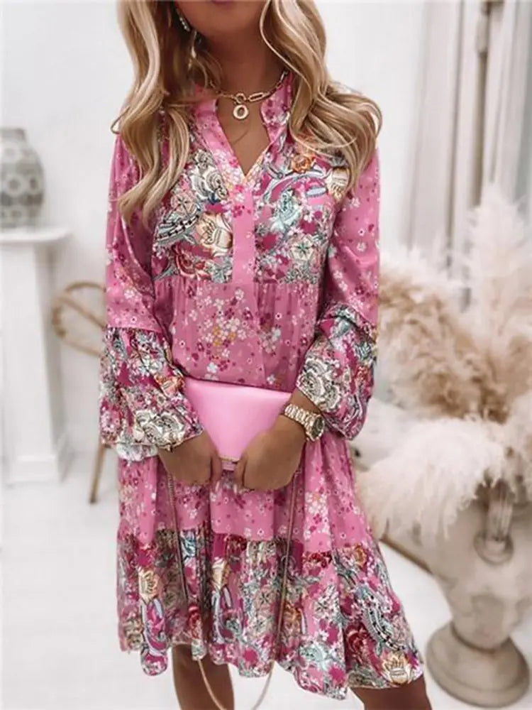 SKYLA | PLEATED LONG SLEEVE CASUAL DRESSES