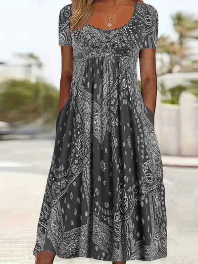 Yuki™-Casual Paisley Print Dress