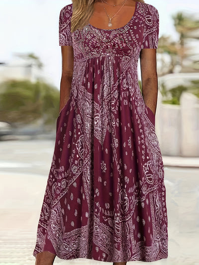 Yuki™-Casual Paisley Print Dress