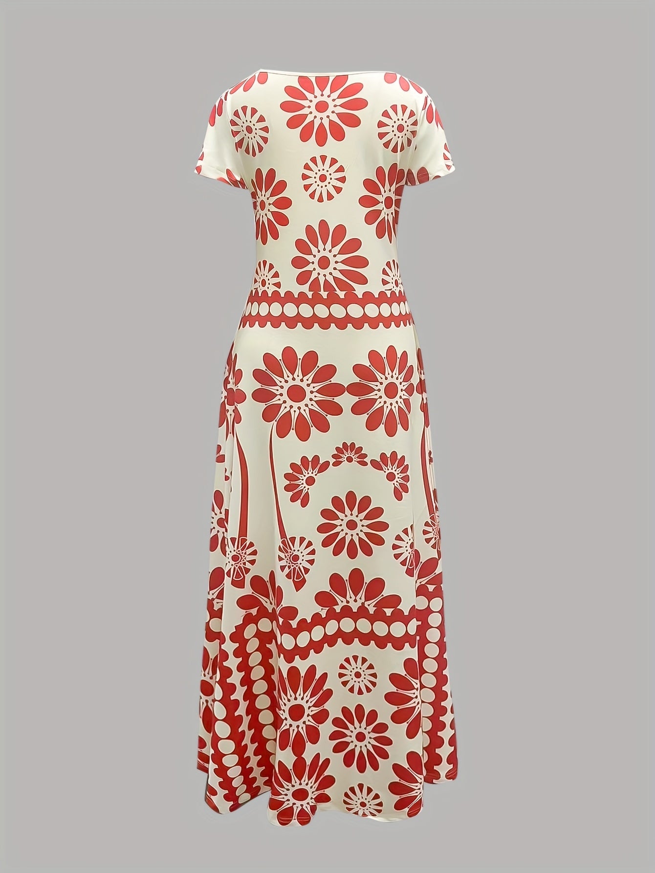 Phoebs-Floral Print Elegant Tropical Print Dress