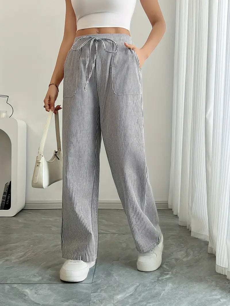 Nina™ - Elegant Striped Pant With Pockets